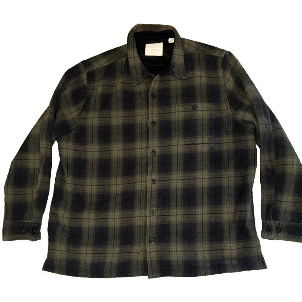 Weatherproof Vintage 1948 Mens XXL Plaid Flannel Shirt Gray Black Button Up